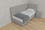 В наличии Кровать Сочи, 90x200, с подъемным механизмом полное дно с полкой, Велюр Галакси лайт 26-серый, Ножки 5 см стандарт, Угол Левый - длинное изголовье слева Чехол на царгах НЕ съемный, Подъем не стандартный, собранный ортопед, просверленный