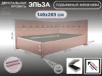 В наличии Кровать Эльза, 140x200, с подъемным механизмом полное дно с полкой, Велюр Галакси лайт 25-светло розовый, Ножки 5 см стандарт, Угол Левый - длинное изголовье слева Чехол на царгах НЕ съемный
